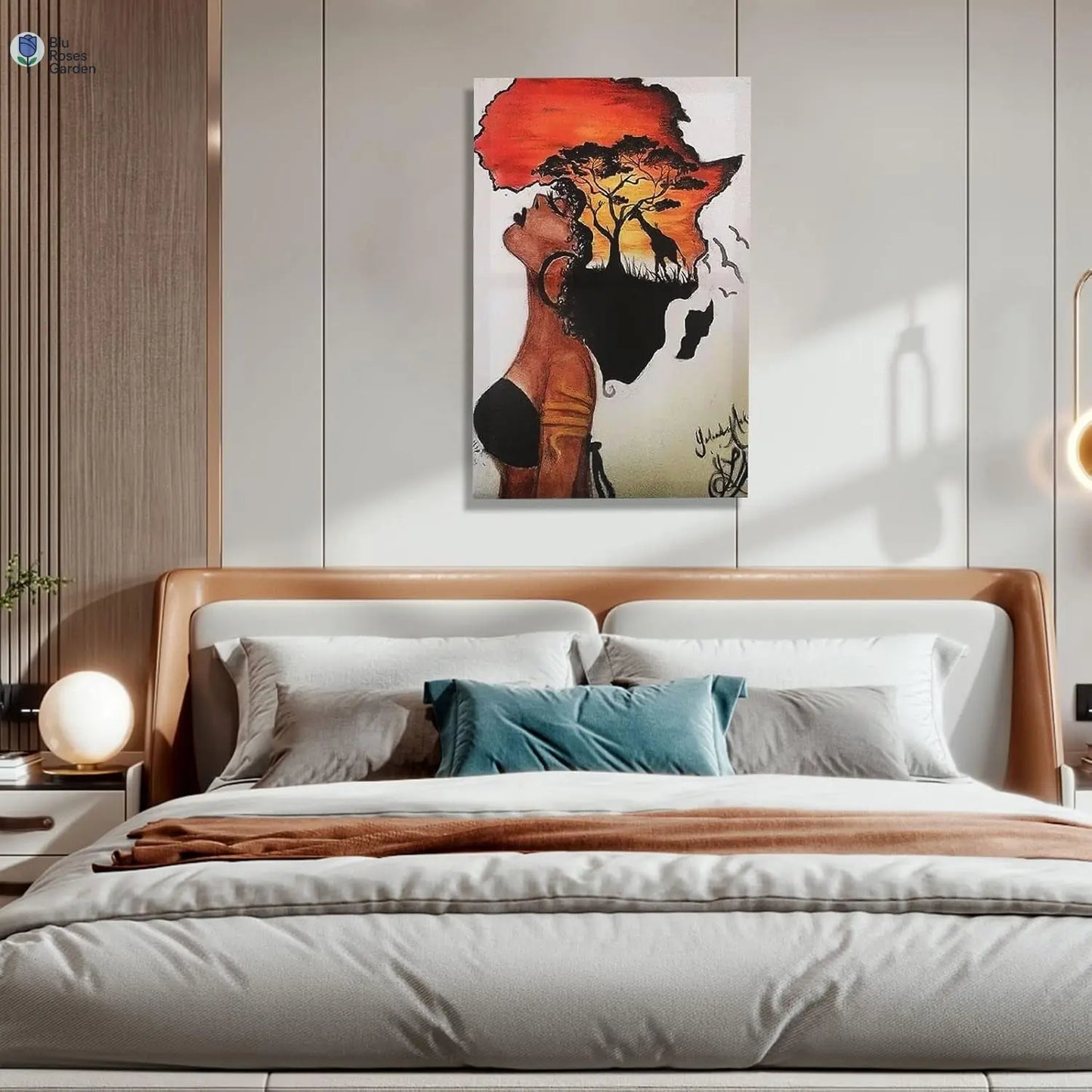 Framed African American Wall Art,Black Girl Wall Art,African Decor,Black Girl Canvas Paintings,Pictures for Living Room Wall Decoration 16"Wx 24"H.
