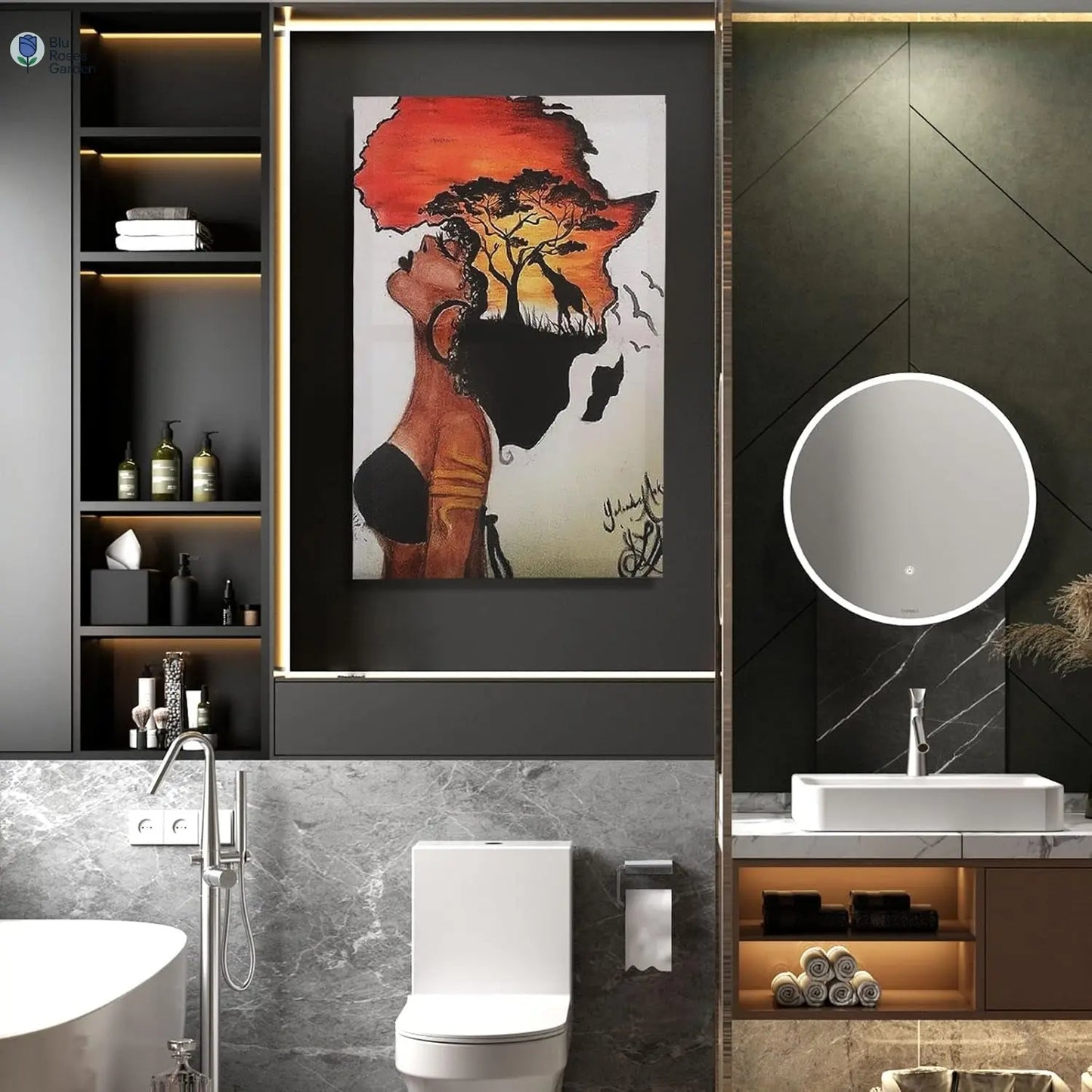 Framed African American Wall Art,Black Girl Wall Art,African Decor,Black Girl Canvas Paintings,Pictures for Living Room Wall Decoration 16"Wx 24"H.