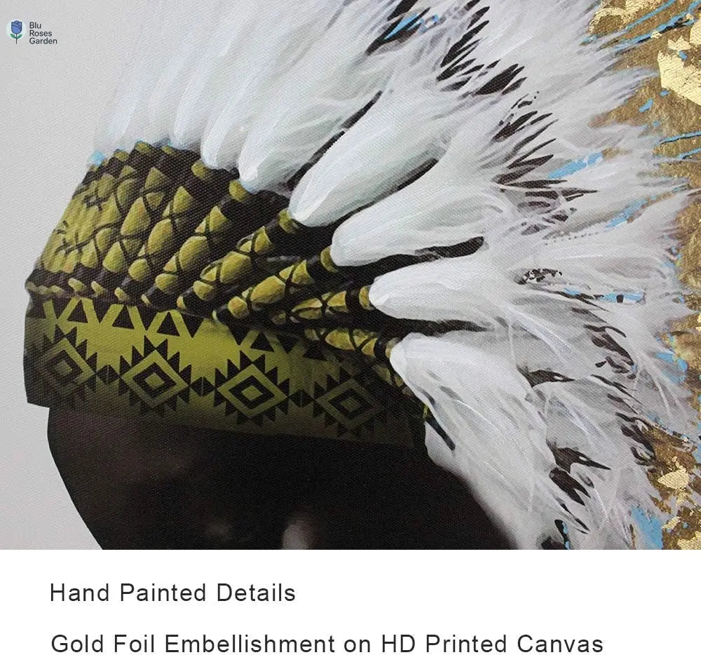Framed Native American Decor Wall Art Set, Beautiful Feathered African Indian Women Painting on Canvas Print Modern Wall Decorations (16X24 Inch, a and B)