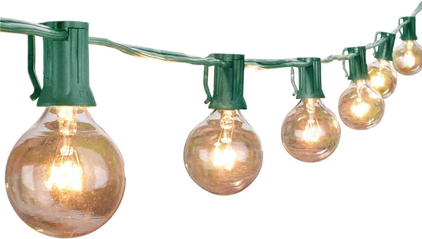 G50 Globe Patio Lights Outdoor, 24Ft. 12 Bulbs Dimmable Connectable Shatterproof LED Patio String Lights Plug in with Umbrella Lampshade for Indoor Outdoor Garden Deck Wedding Decoration (Green)