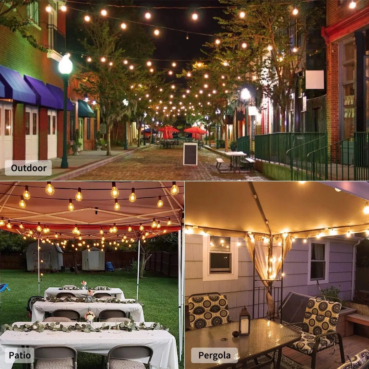 G50 Globe Patio Lights Outdoor, 24Ft. 12 Bulbs Dimmable Connectable Shatterproof LED Patio String Lights Plug in with Umbrella Lampshade for Indoor Outdoor Garden Deck Wedding Decoration (Green)