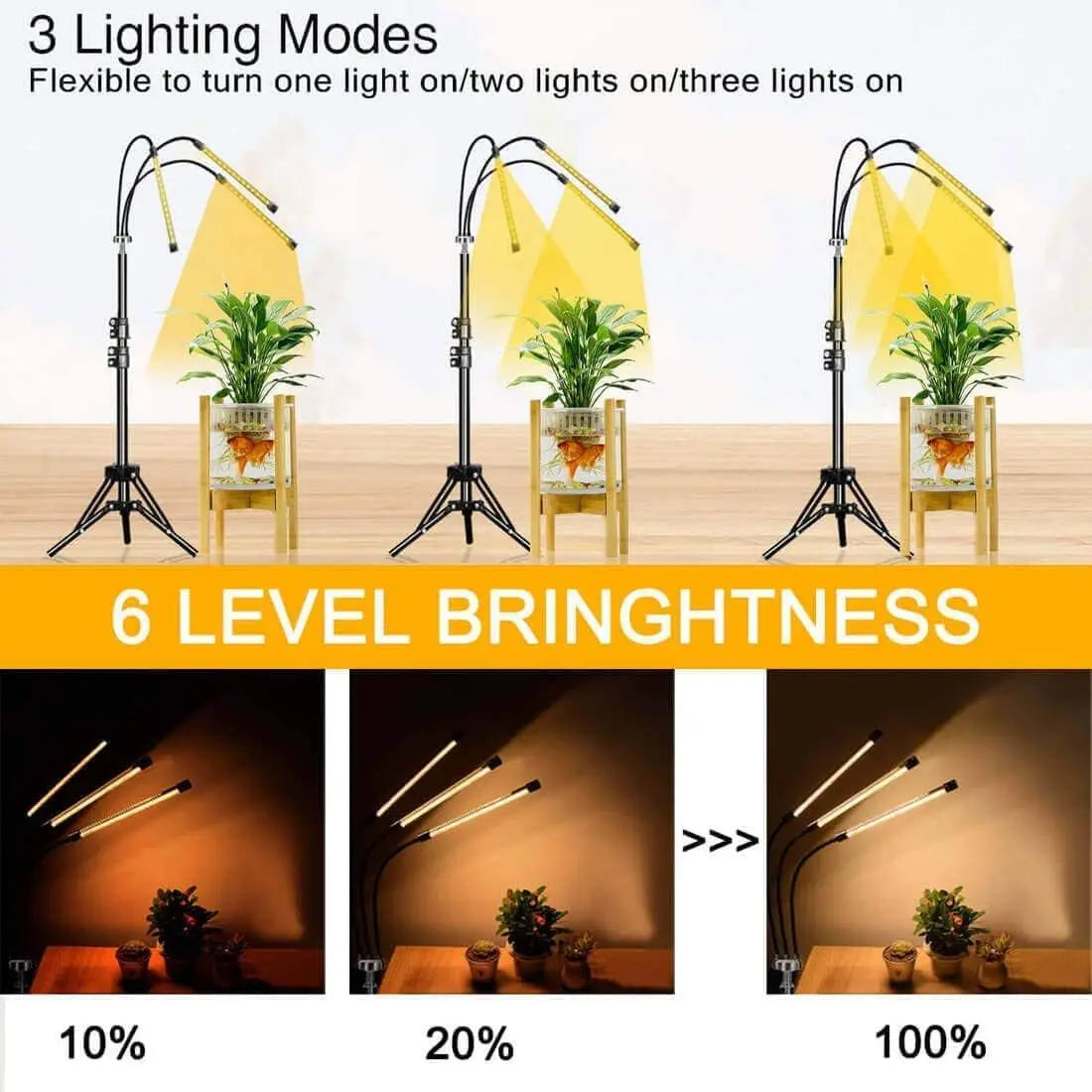 Grow Light, LED Grow Lights for Indoor Plants Full Spectrum 60W Plant Light Adjustable Tripod Stand with Timer Tri-Head Plant Lights