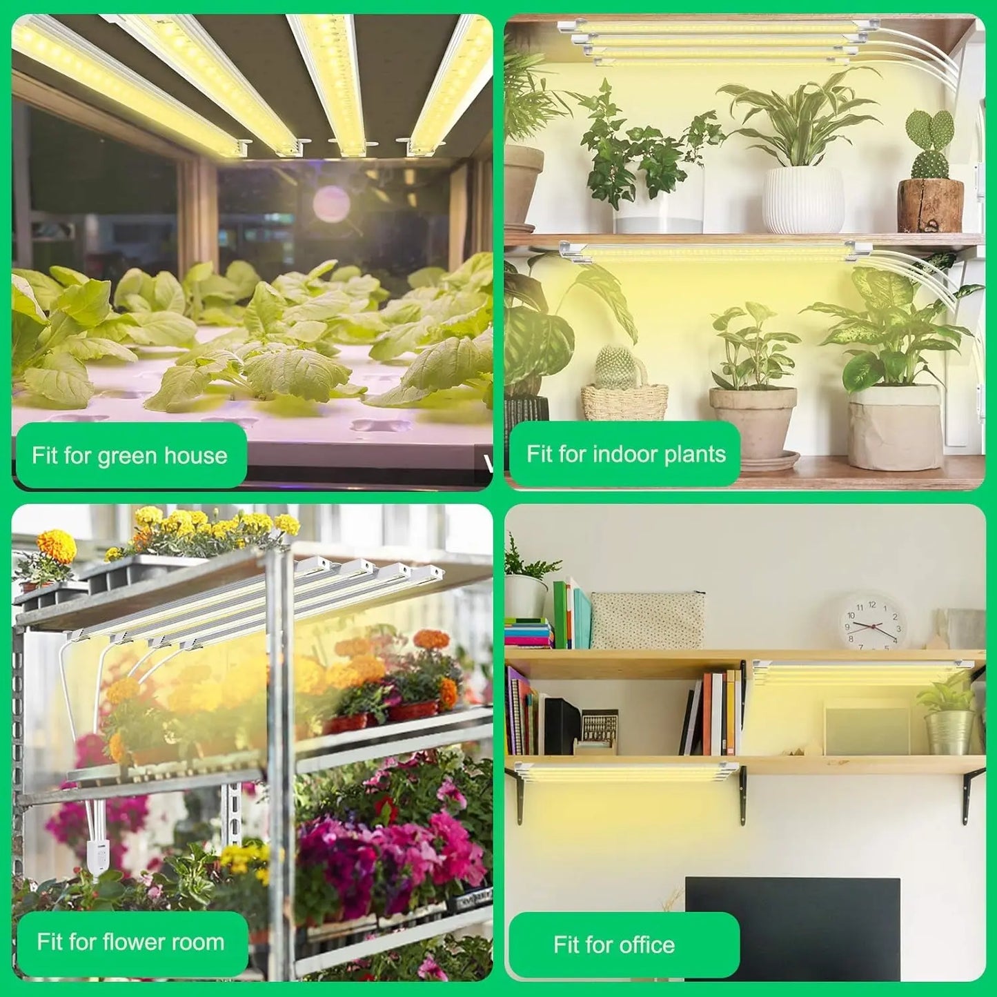 LED Grow Light Strips, Full Spectrum Grow Lights for Indoor Plants with Auto On/Off 3/9/12H Timer, 192 Leds, 10 Dimmable Levels, Sunlike Grow Lamp for Seedling Hydroponics Succulent, Waterproof 4 Pack