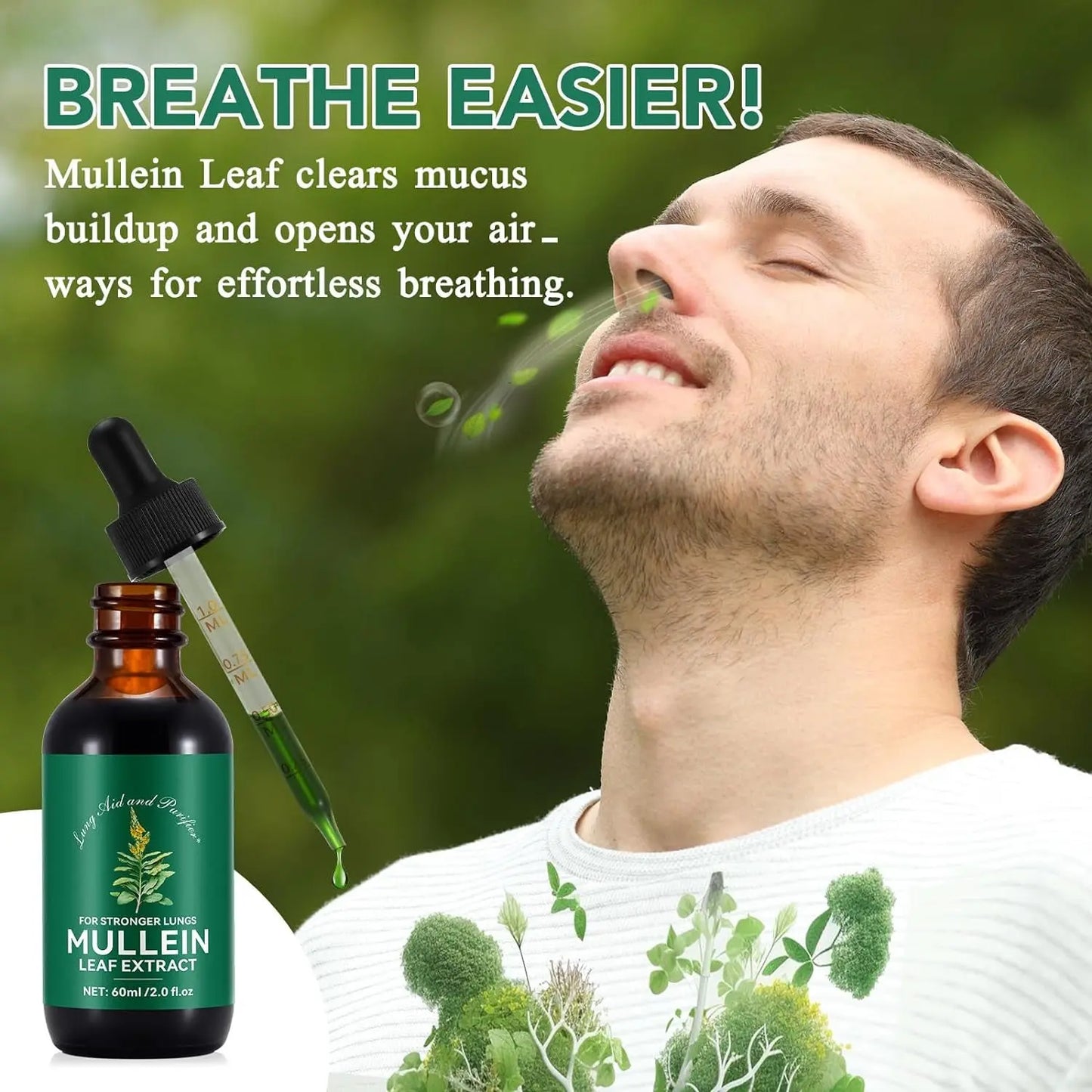 Mullein Drops for Lungs 2 Fl Oz, Natural Mullein Leaf Drops, Fast Absorption...