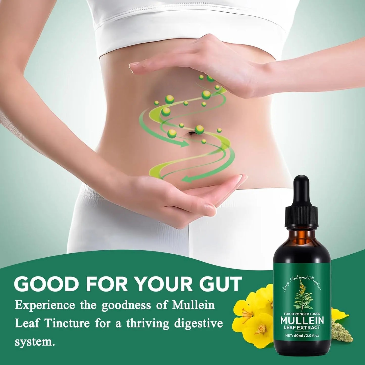 Mullein Drops for Lungs 2 Fl Oz, Natural Mullein Leaf Drops, Fast Absorption...