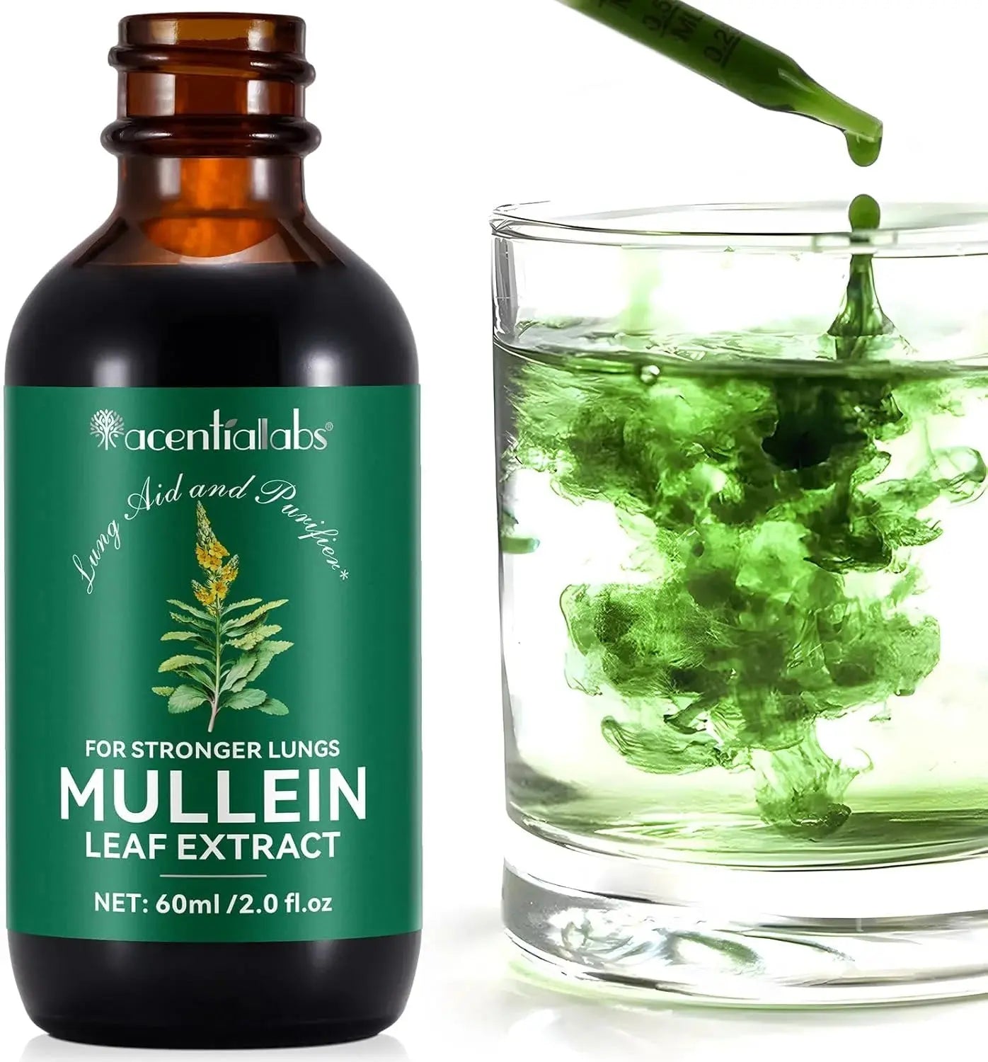 Mullein Leaf Liquid Drops with Chlorophyll 60Ml Mullein Leaf Drops with Premium Mullein Leaf Extract