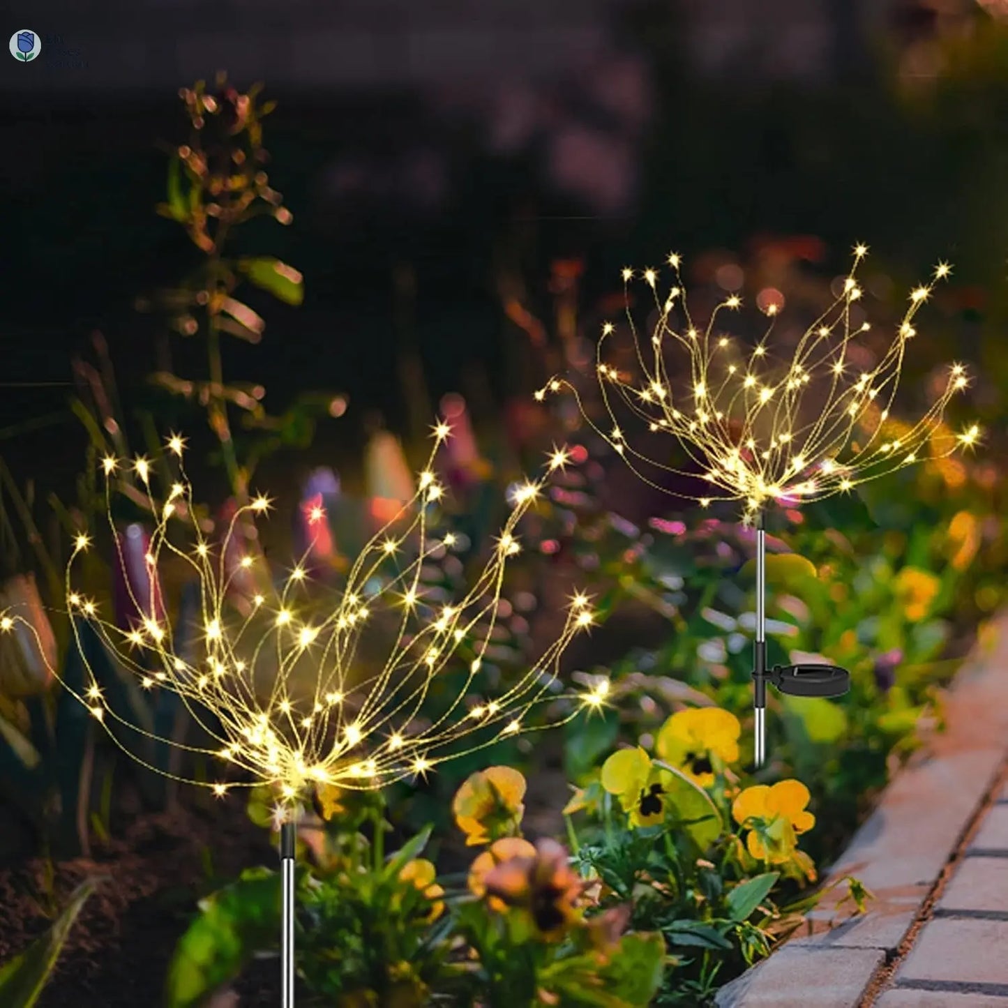 Solar Firework Lights Solar Lights Outdoor Solar Garden Decorative Lights DIY Shape Warm White Waterproof 105 LED String Lights 2 Lighting Modes Stake Lights for Christmas Garden Patio Lawn 2 Pack