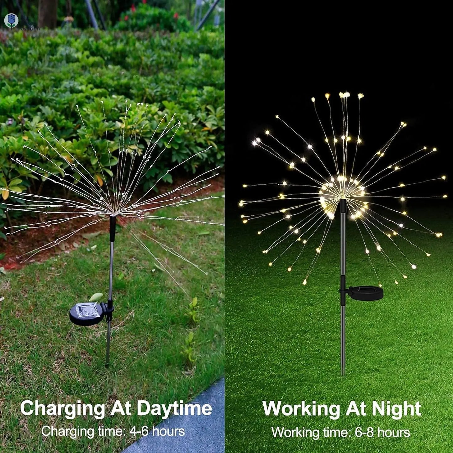 Solar Firework Lights Solar Lights Outdoor Solar Garden Decorative Lights DIY Shape Warm White Waterproof 105 LED String Lights 2 Lighting Modes Stake Lights for Christmas Garden Patio Lawn 2 Pack