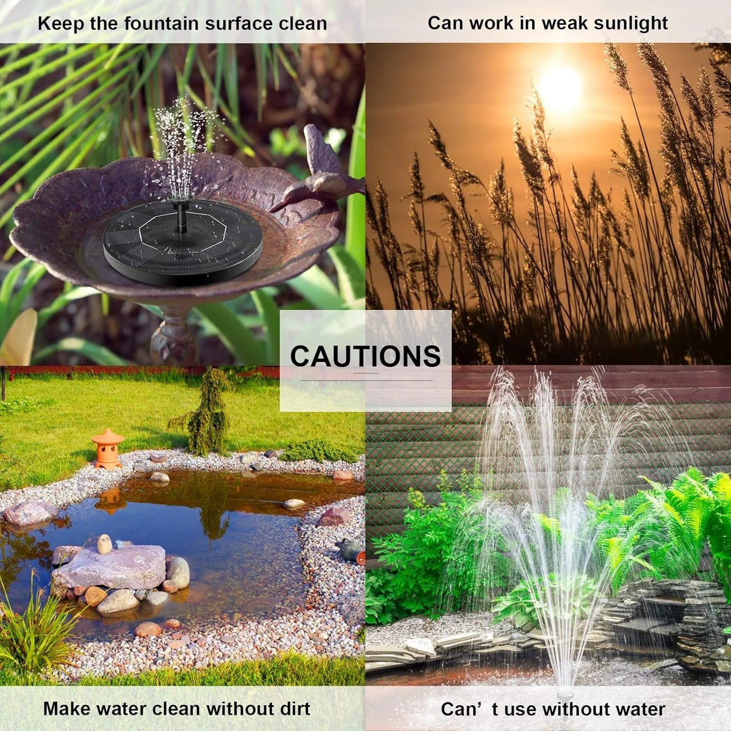 Solar Fountain Pump for Birdbath, 2.5W Solar Fountain 1200Mah Battery Backup Solar Water Pump for Bird Bath, Pond, Garden, Outdoors, Pool