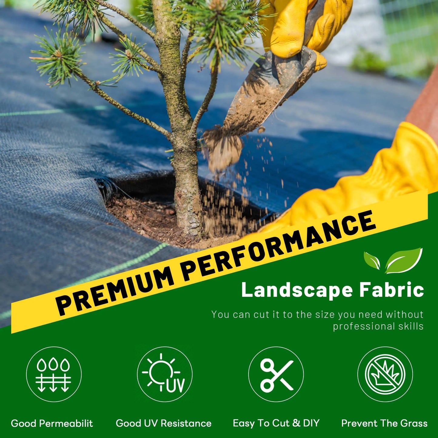 ZJIA 3FT x 50FT Weed Barrier Landscape Fabric 3.2oz Premium Heavy Duty with High Water Permeability and Breathability Woven Geotextile Fabric for Underlayment - π Blu Rose's Garden LLC π