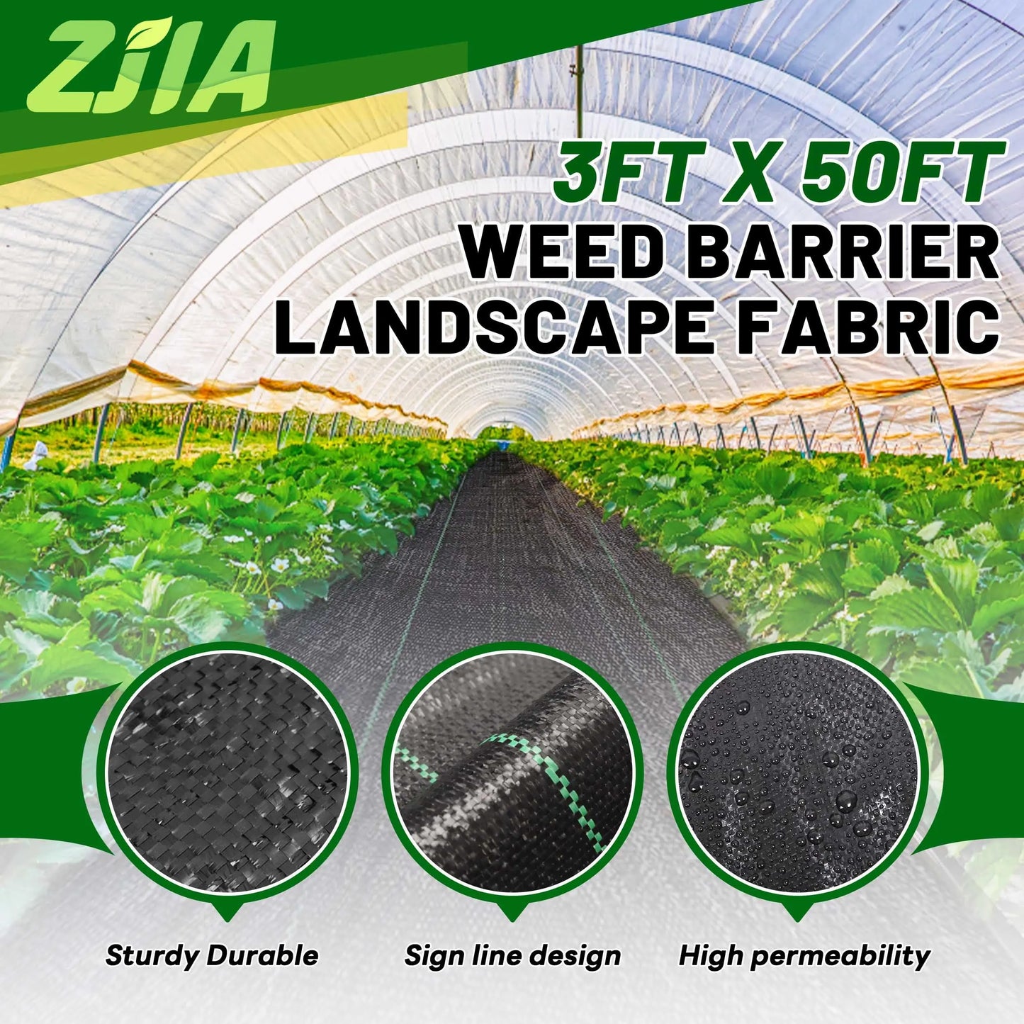 ZJIA 3FT x 50FT Weed Barrier Landscape Fabric 3.2oz Premium Heavy Duty with High Water Permeability and Breathability Woven Geotextile Fabric for Underlayment - π Blu Rose's Garden LLC π