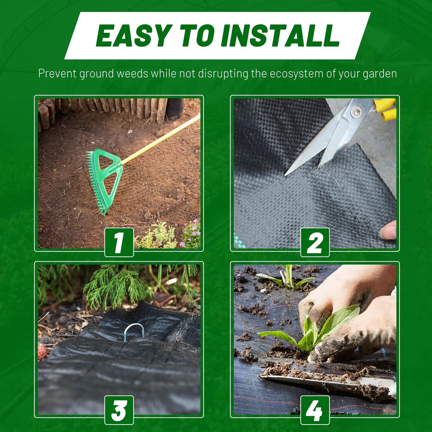 ZJIA 3FT x 50FT Weed Barrier Landscape Fabric 3.2oz Premium Heavy Duty with High Water Permeability and Breathability Woven Geotextile Fabric for Underlayment - π Blu Rose's Garden LLC π