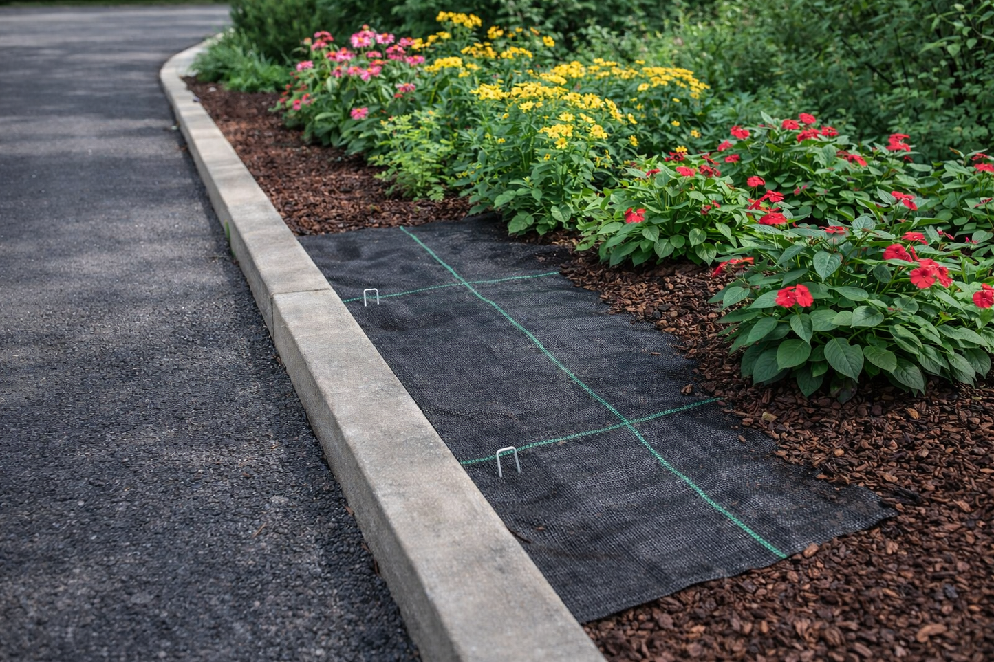 Clean Beds Install Bundle | Heavy-Duty Weed Barrier (6FT x 50 FT;3.2oz; 300 sq ft) + Landscape Staples π Blu Rose's Garden LLC π π Blu Rose's Garden LLC π