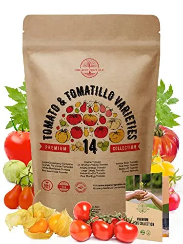 14 Rare Tomato & Tomatillo Garden Seeds Variety Pack for Planting Outdoors & Indoor Home Gardening 800+ Non-GMO Heirloom Tomato & Tomatillo Seeds: Beefsteak, Roma, Pear, Thai, Cherry Tomatoes & More - 💙 Blu Rose's Garden LLC 💙