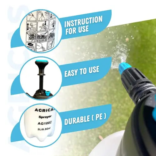 AGRICAS 0.5 Gallon Hand Pump Sprayer, 2L Garden Sprayer, Pressure Weed Sprayer, Handheld Pump Mister, Adjustable Nozzle, Lawn and Garden Care, Watering, Outdoor and Auto - Multi-Purpose - π Blu Rose's Garden LLC π