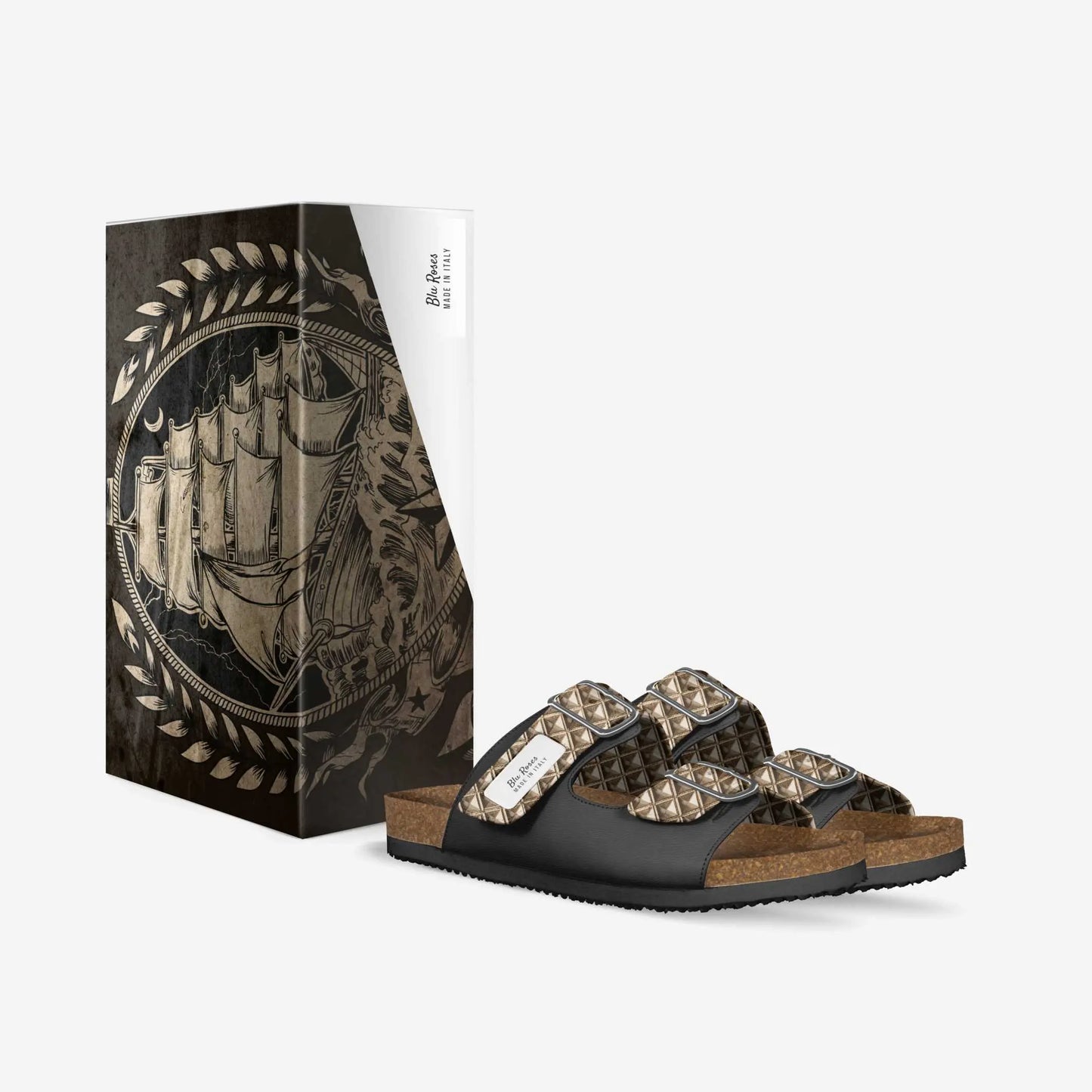 Blu Roses Black and Gold Custom Stripe Sandal - π Blu Rose's Garden LLC π