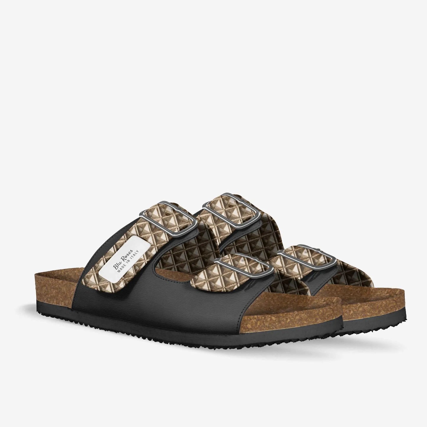 Blu Roses Black and Gold Custom Stripe Sandal - π Blu Rose's Garden LLC π