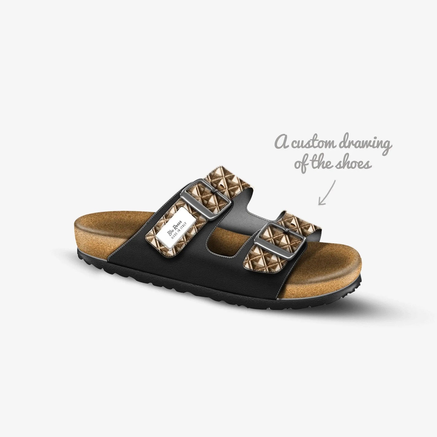 Blu Roses Black and Gold Custom Stripe Sandal - π Blu Rose's Garden LLC π