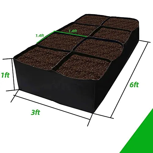 CJGQ Fabric Raised Garden Bed 6x3x1ft Garden Grow Bed Bags for Growing Herbs, Flowers and Vegetables 128 Gallon - π Blu Rose's Garden LLC π