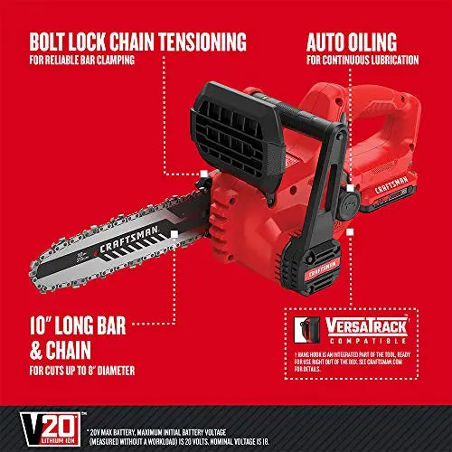 CRAFTSMAN V20 Mini Chainsaw, 10 inch, Battery and Charger Included (CMCCS610D1) - π Blu Rose's Garden LLC π