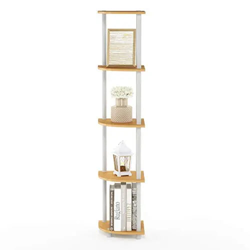 Furinno Turn-N-Tube 5 Tier Corner Display Rack Multipurpose Shelving Unit, 1-Pack, Beech/White - π Blu Rose's Garden LLC π