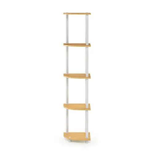 Furinno Turn-N-Tube 5 Tier Corner Display Rack Multipurpose Shelving Unit, 1-Pack, Beech/White - π Blu Rose's Garden LLC π