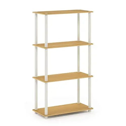 Furinno (99557BE/WH) Turn-N-Tube 4-Tier Multipurpose Shelf Display Rack - Beech/White - π Blu Rose's Garden LLC π