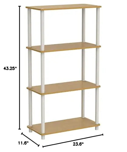 Furinno (99557BE/WH) Turn-N-Tube 4-Tier Multipurpose Shelf Display Rack - Beech/White - π Blu Rose's Garden LLC π