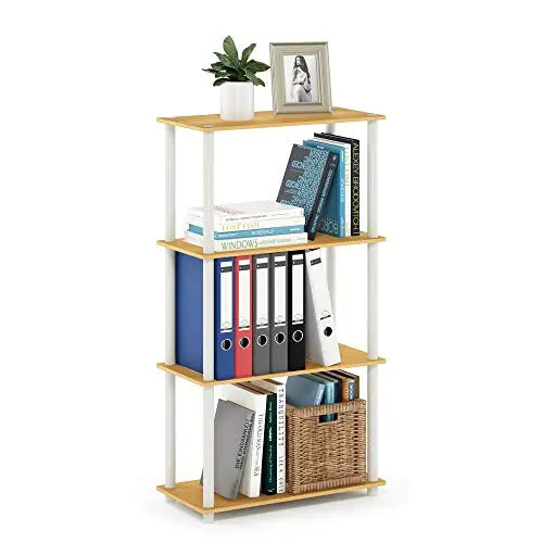 Furinno (99557BE/WH) Turn-N-Tube 4-Tier Multipurpose Shelf Display Rack - Beech/White - π Blu Rose's Garden LLC π