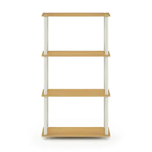 Furinno (99557BE/WH) Turn-N-Tube 4-Tier Multipurpose Shelf Display Rack - Beech/White - π Blu Rose's Garden LLC π