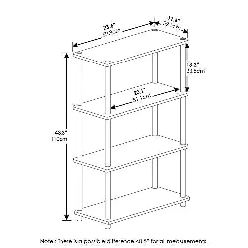 Furinno (99557BE/WH) Turn-N-Tube 4-Tier Multipurpose Shelf Display Rack - Beech/White - π Blu Rose's Garden LLC π