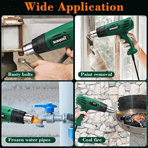 Heat Gun, 1800W Heavy Duty Hot Air Gun Kit Dual Temperature Settings 572β~932β (300β-500β), Durable&Overload Protection, with 4 Nozzles for Crafts, Shrink Wrapping/Tubing, Paint Removing, Epoxy Resin - π Blu Rose's Garden LLC π