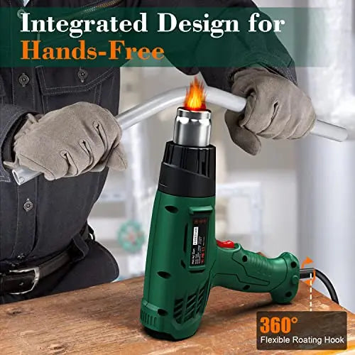 Heat Gun, 1800W Heavy Duty Hot Air Gun Kit Dual Temperature Settings 572β~932β (300β-500β), Durable&Overload Protection, with 4 Nozzles for Crafts, Shrink Wrapping/Tubing, Paint Removing, Epoxy Resin - π Blu Rose's Garden LLC π