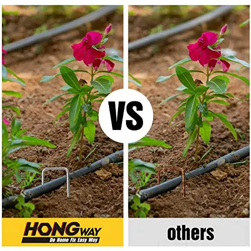 HongWay 120 Pack Landscape Staples 6 Inches 11 Gauge Stakes, Galvanized Garden Stakes U-Shaped Pins and Landscaping Staples for Sod Anchoring Landscape Fabric Irrigation Tubing - π Blu Rose's Garden LLC π