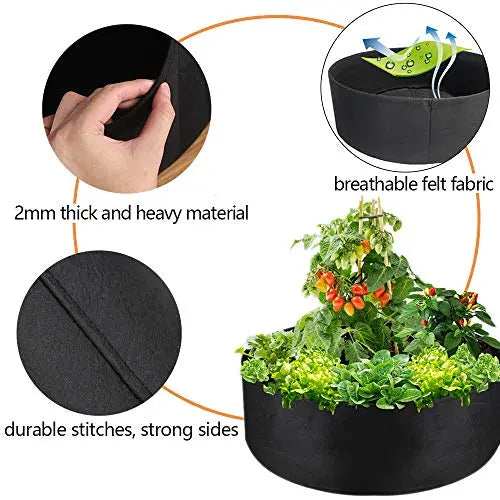 IWNTWY 50 Gallon Large Grow Bag, Heavy Duty Fabric Round Raised Garden Bed Planter Pots for Planting Herb Flower Vegetable Potato Plants (36" D x 12" H, Black) - π Blu Rose's Garden LLC π