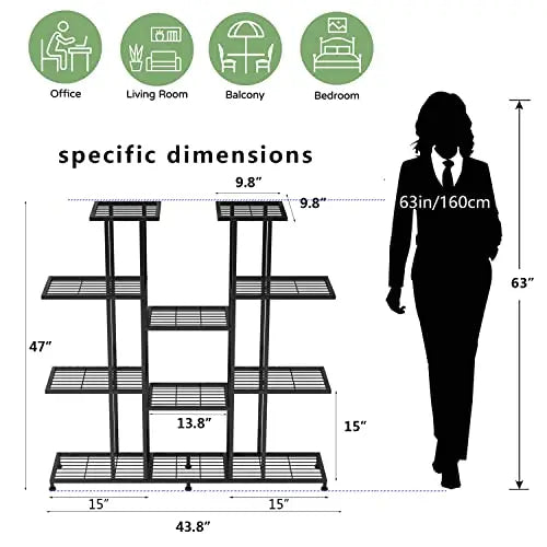 Metal Plant Stand, 9 Tiers Multifunctional Plant Stands for Indoor Plants, Decorative Black Steel Plant Shelf for Indoor Patio Garden Balcony and Yard(9 Tier) - 💙 Blu Rose's Garden LLC 💙