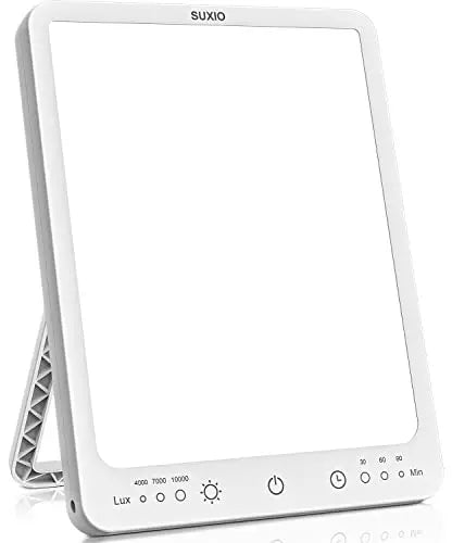 SUXIO Light Therapy Lamp - 10000 Lux Therapy Light, 3 Timer & Mode Happy Lamp, Touch Control Daylight Lamp with Memory Function, Portable Light Therapy Box for Home/Office Use Lift Mood - π Blu Rose's Garden LLC π