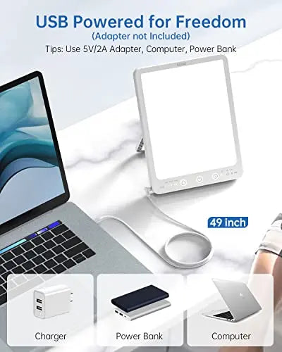 SUXIO Light Therapy Lamp - 10000 Lux Therapy Light, 3 Timer & Mode Happy Lamp, Touch Control Daylight Lamp with Memory Function, Portable Light Therapy Box for Home/Office Use Lift Mood - π Blu Rose's Garden LLC π