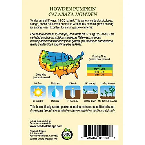 Seeds of Change Certified Organic Howden Pumpkin - π Blu Rose's Garden LLC π
