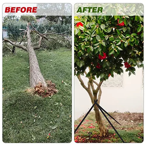 Shitailu Professional Tree Stake Kits for 2 Trees- 6pcs 15.7 Inch Tree Straps + 65.6 Feet Strong Rope for Plant Fix Straight Healthy Growth, Black - 💙 Blu Rose's Garden LLC 💙