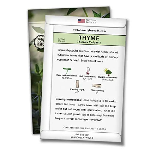 Sow Right Seeds - Italian Herb Garden Seed Collection - Individual Packets of Sweet Basil, Oregano, Parsley, Sage, and Thyme to Plant - Non GMO Heirloom with Instructions for Planting - π Blu Rose's Garden LLC π