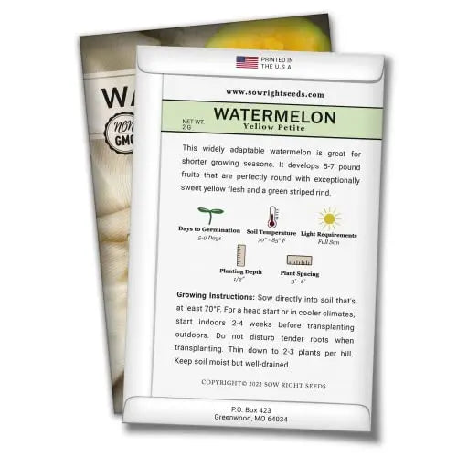 Sow Right Seeds - Tri-Color Watermelon Seed Collection for Planting - Red Jubilee, Yellow Petite and Orange Tendersweet Watermelons. Non-GMO Heirloom Seeds to Plant a Home Vegetable Garden - π Blu Rose's Garden LLC π