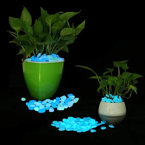 UNIME Glow in The Dark Garden Pebbles Stones Rocks for Yard and Walkways Decor, DIY Decorative Luminous Stones in Blue (200 PCS) - ๐ Blu Rose's Garden LLC ๐