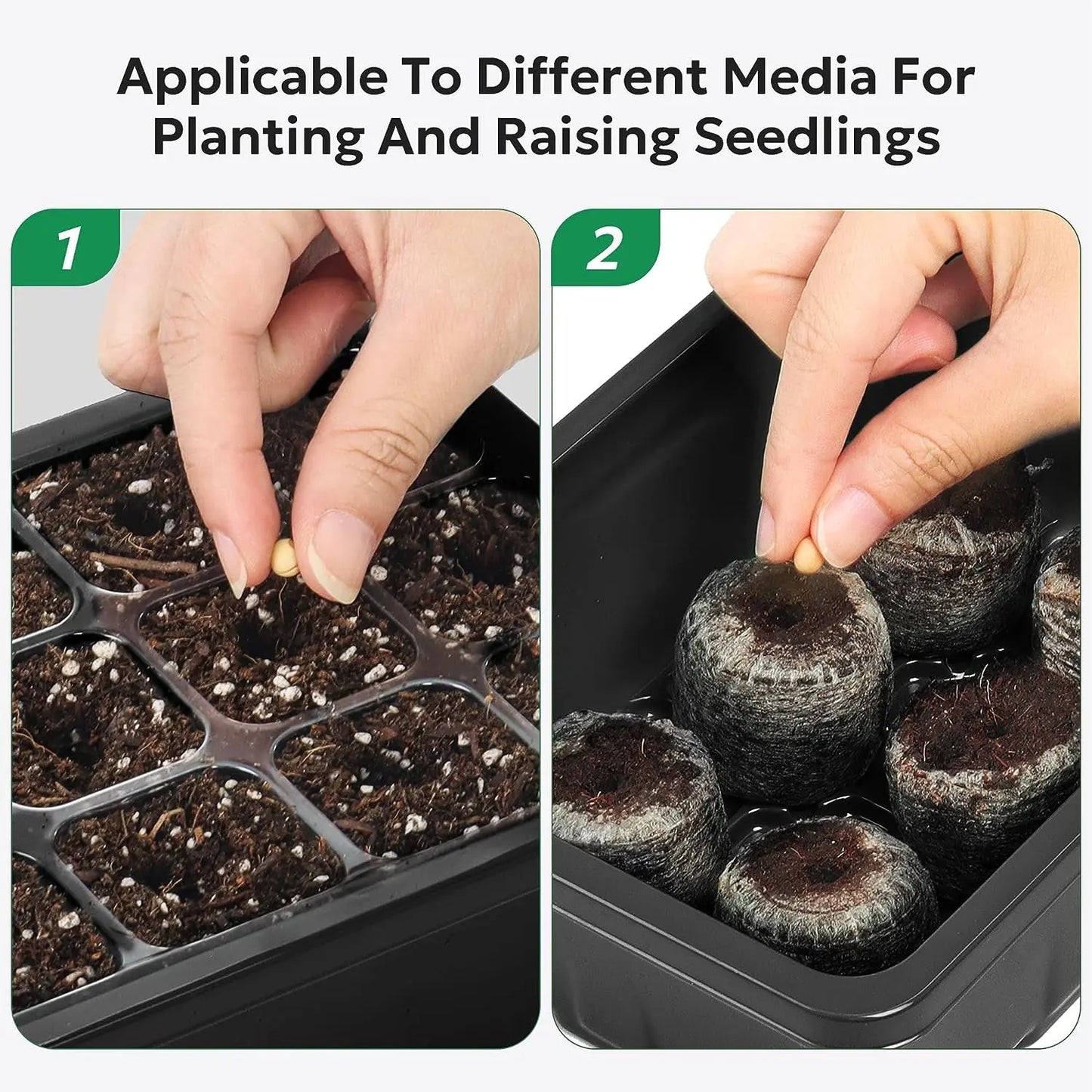 10 Packs Seed Starter Tray Seed Starter Kit with Humidity Dome (120 Cells Total Tray) Seed Starting Trays Plant Starter Kit and Base Mini Greenhouse Germination Kit for Seeds Growing Starting