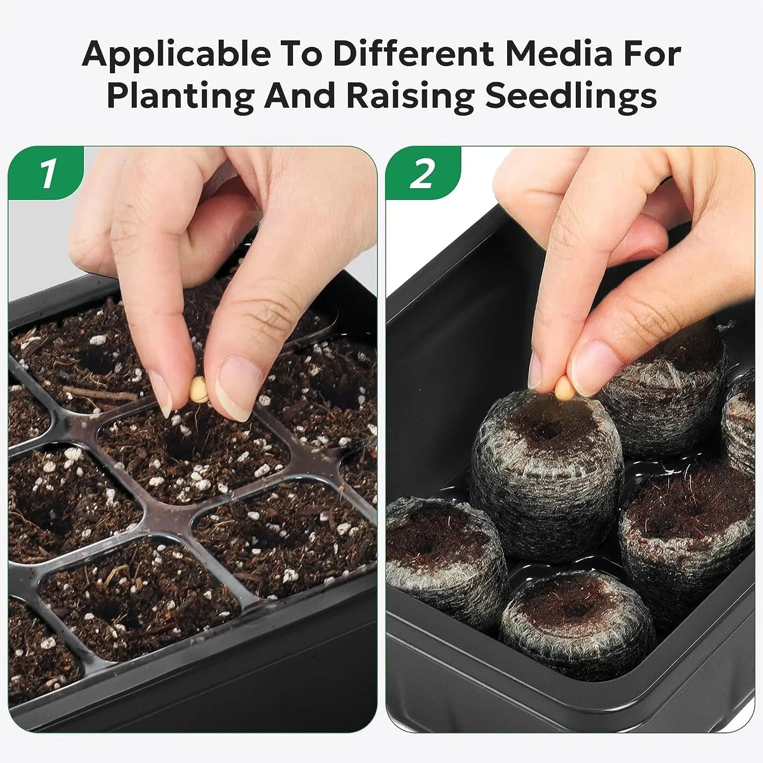 10 Packs Seed Starter Tray Seed Starter Kit with Humidity Dome (120 Cells Total Tray) Seed Starting Trays Plant Starter Kit and Base Mini Greenhouse Germination Kit for Seeds Growing Starting