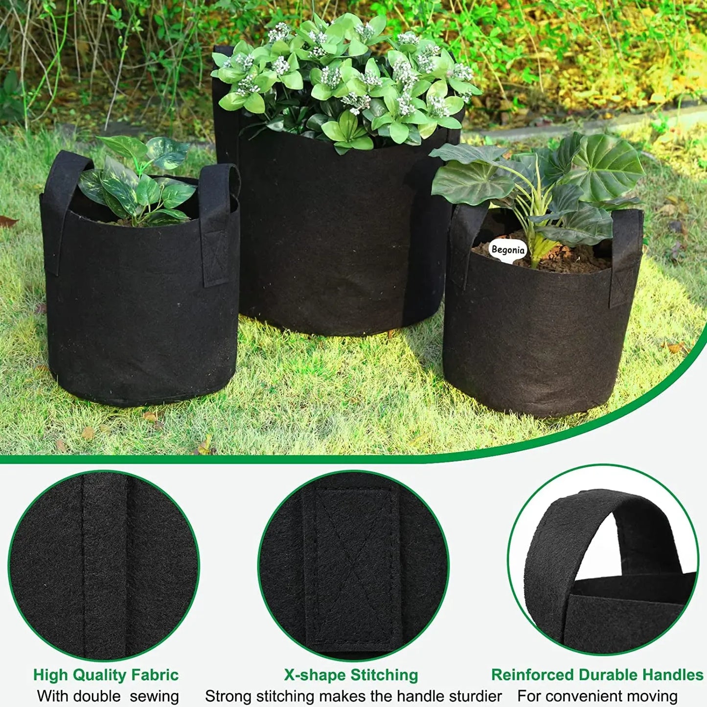 24-Pack 7 Gallon Nonwoven Grow Bags, Plant Grow Bags，Heavy Duty Aeration Fabric Pots with Durable Handles, Come with 24 Pcs Plant Labels