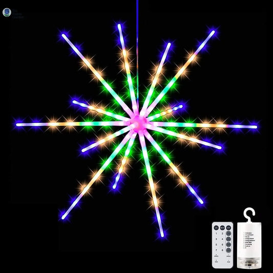 Firework Lights Battery Powered, Firework String Lights Outdoor Waterproof, Starburst Lights Indoor 8 Lighting Modes, Fire Works Led Lights for Party Patio Garden Decoration(1Pc)