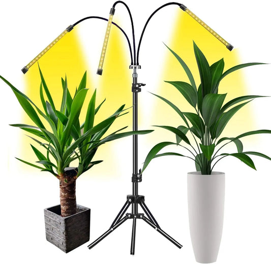 Grow Light, LED Grow Lights for Indoor Plants Full Spectrum 60W Plant Light Adjustable Tripod Stand with Timer Tri-Head Plant Lights