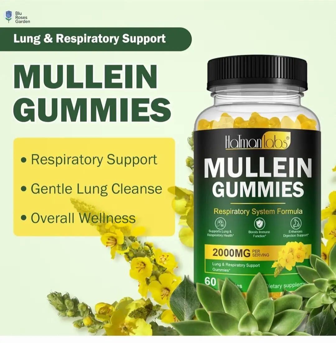 Mullein Gummies - Mullein Leaf Dietary Supplement for Respiratory System, Digestive Support, Immune Booster - Mullein Leaf Extract - 2000Mg, 120 Chewsn 💙 Blu Rose's Garden LLC 💙 💙 Blu Rose's Garden LLC 💙