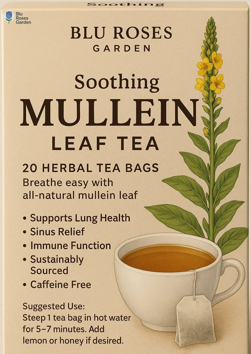 Mullein Leaf Tea Bags - All Natural Wildcrafted 💙 Blu Rose's Garden LLC 💙 💙 Blu Rose's Garden LLC 💙